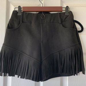 Black suede shorts